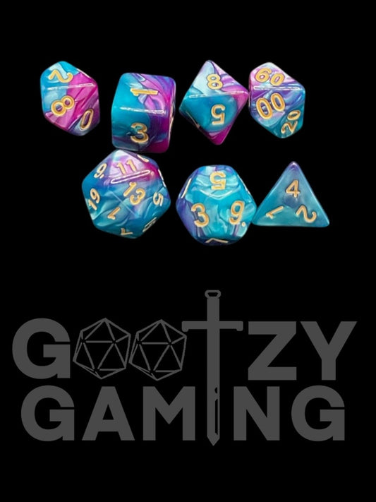 Icy Swirl - Plastic Standard 7 Dice Set - D&D Dice - Gootzy Gaming