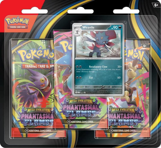 *** In Store Only *** Pokemon ME: Phantasmal Flames Booster Blister (3 Packs) - Weavile - Gootzy Gaming