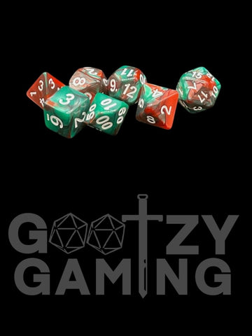 Jungle Metallic Swirl - Plastic Standard 7 Dice Set - D&D Dice - Gootzy Gaming