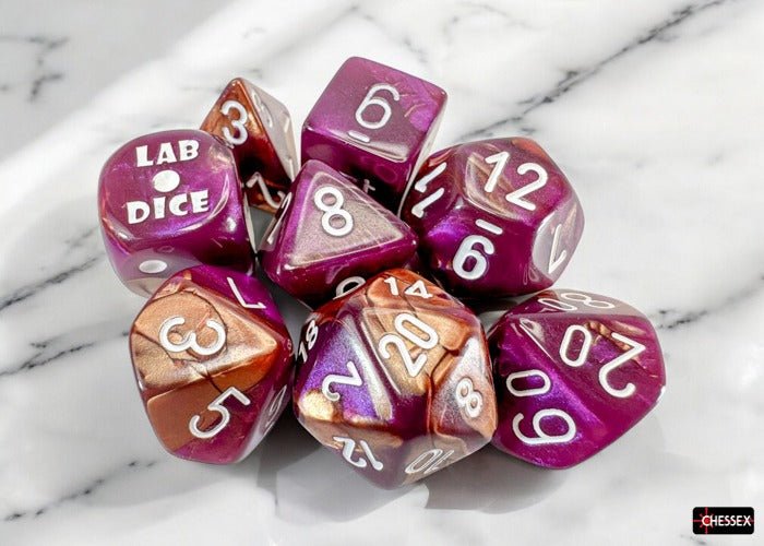Lab Dice: 7 - Die Set - Gemini (Copper - Purple/White) - Gootzy Gaming
