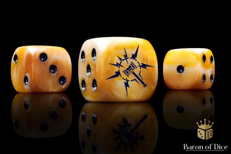 Lightning Hammer Good Guys - Hand Crafted Resin 25 Round Corner Dice Set - Gootzy Gaming