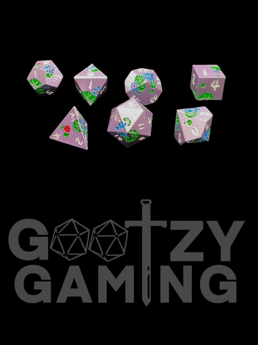 Lily Flowers - Metal 7 Dice Set - D&D Dice - Gootzy Gaming