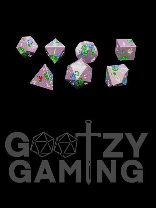 Lily Flowers - Metal 7 Dice Set - D&D Dice - Gootzy Gaming