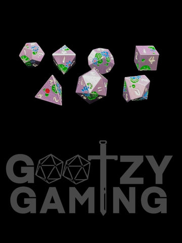 Lily Flowers - Metal 7 Dice Set - D&D Dice - Gootzy Gaming