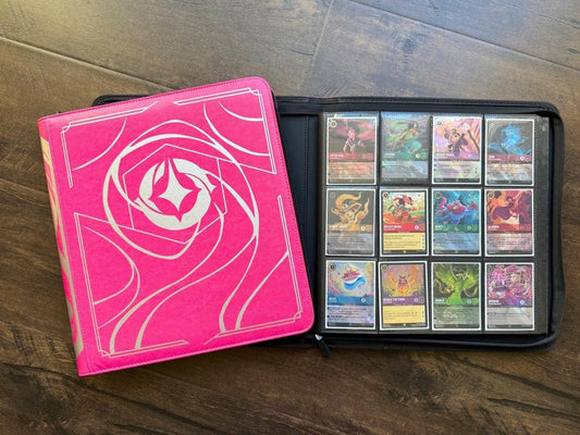 Magenta Lorcana Lore Book Zippered TCG Storage Binder - 12 Pocket Side Loading 480 Card Capacity - Gootzy Gaming