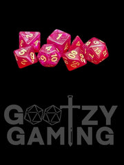 Magenta Sparkle - Plastic Standard 7 Dice Set - D&D Dice - Gootzy Gaming