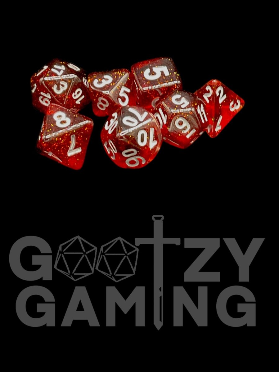 Magma Sparkle - Plastic Standard 7 Dice Set - D&D Dice - Gootzy Gaming