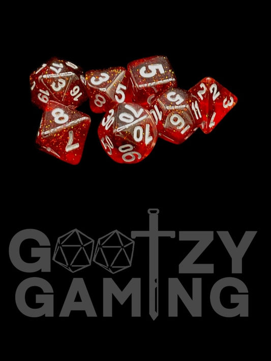 Magma Sparkle - Plastic Standard 7 Dice Set - D&D Dice - Gootzy Gaming