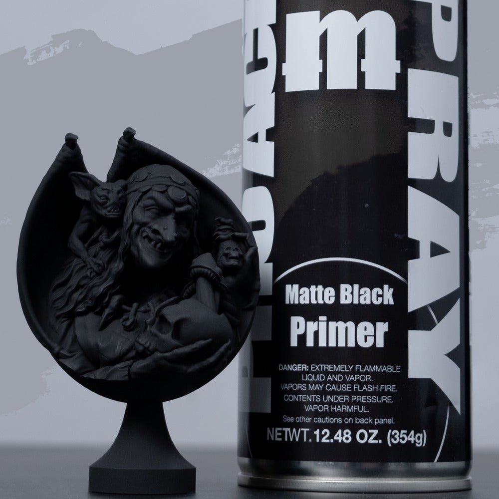 Matte Black Spray Can Primer - Premium Acrylic Miniatures Paint Primer - Monument Hobbies - 500 mL Spray Can (Store Pickup Only) - Gootzy Gaming