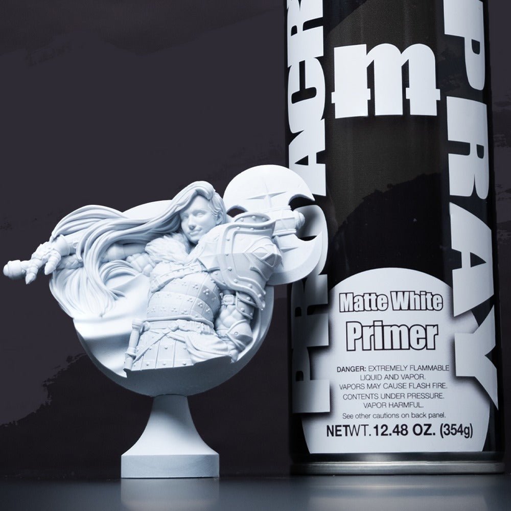 Matte White Spray Can Primer - Premium Acrylic Miniatures Paint Primer - Monument Hobbies - 500 mL Spray Can (Store Pickup Only) - Gootzy Gaming