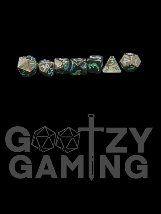 Mithril Vein - Metal 7 Dice Set - D&D Dice - Gootzy Gaming