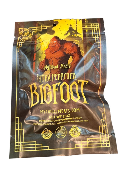 Mythical Meats: Beef Jerky 2 oz Bag - Bigfoot (Xtra Peppered) - Gootzy Gaming