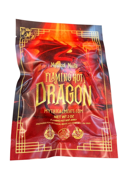 Mythical Meats: Beef Jerky 2 oz Bag - Dragon (Flaming Hot) - Gootzy Gaming