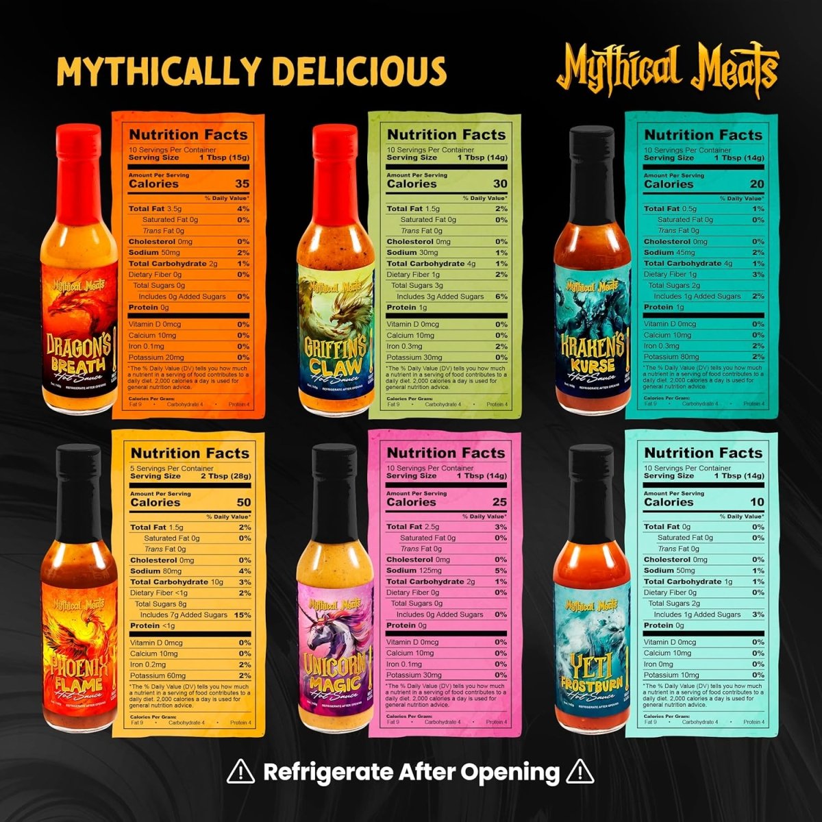 Mythical Meats: Hot Sauce Gift Set (6 Flavors) - Gootzy Gaming