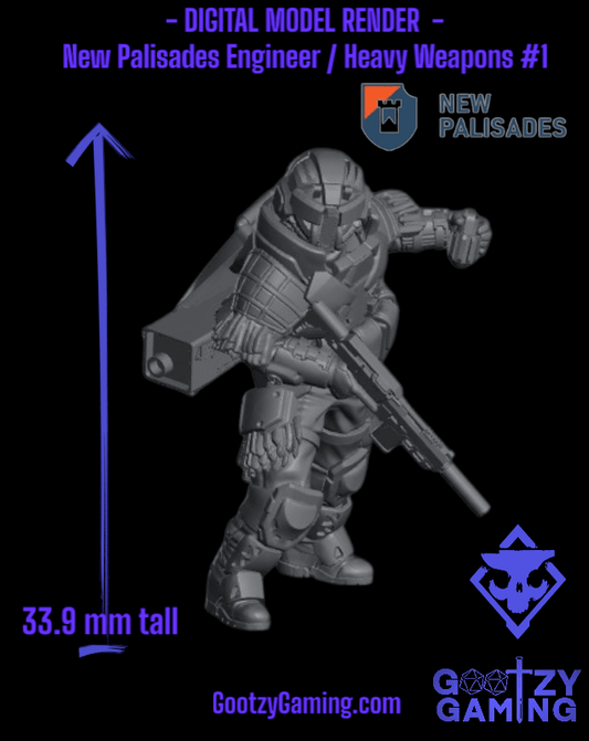 New Palisades: Engineer / Heavy Weapons 1 - Arsenal Official Miniature - Skull Forge Studios - Gootzy Gaming