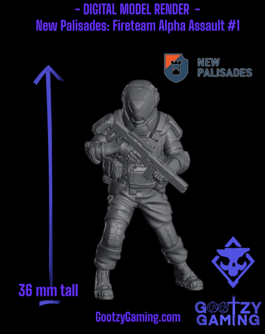 New Palisades: Fireteam Alpha Assault Trooper 1 - Arsenal Official Miniature - Skull Forge Studios - Gootzy Gaming
