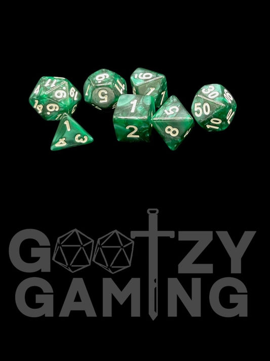 Obsidian Swirl - Plastic Standard 7 Dice Set - D&D Dice - Gootzy Gaming