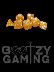 Orange Sparkle - Plastic Standard 7 Dice Set - D&D Dice - Gootzy Gaming