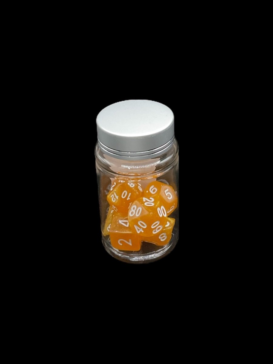 Orange Sparkle - Plastic Standard 7 Dice Set - D&D Dice - Gootzy Gaming