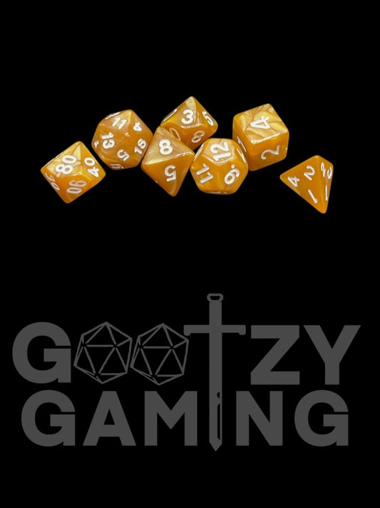 Orange Swirl - Plastic Standard 7 Dice Set - D&D Dice - Gootzy Gaming