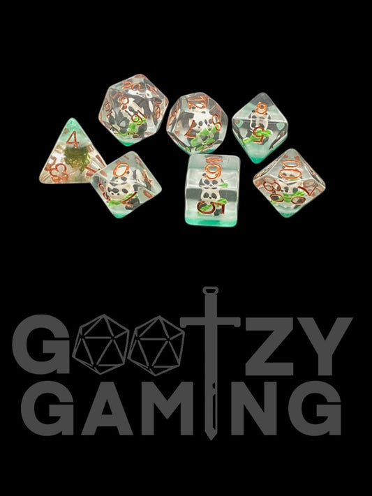 Panda Power - Plastic Standard 7 Dice Set - D&D Dice - Gootzy Gaming