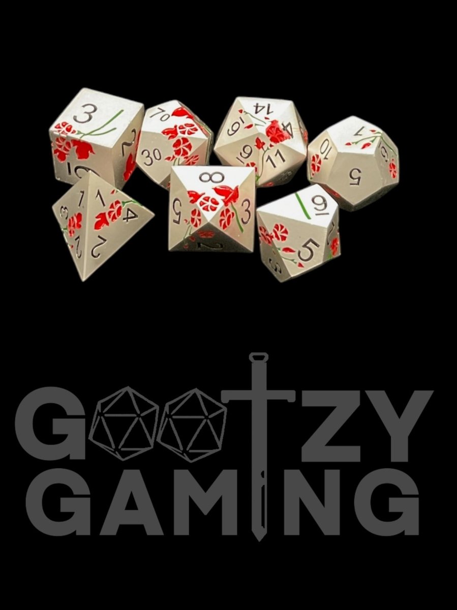Peaceful Meadow - Metal 7 Dice Set - D&D Dice - Gootzy Gaming
