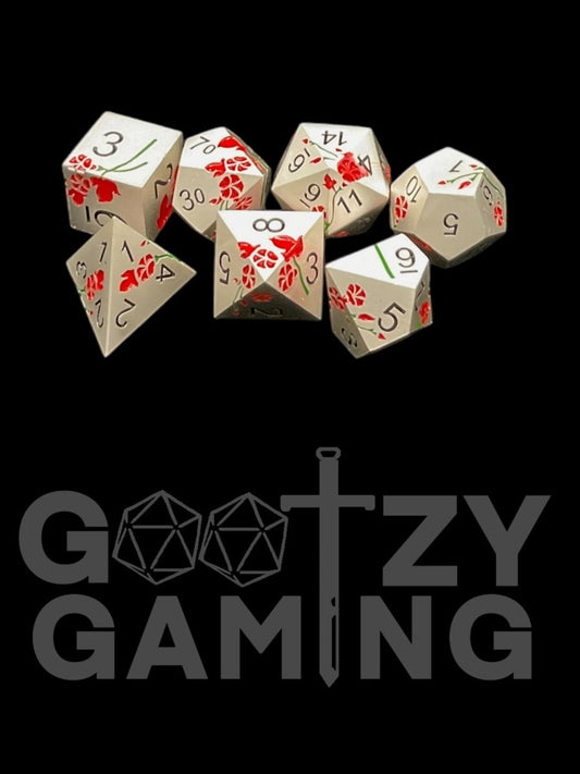 Peaceful Meadow - Metal 7 Dice Set - D&D Dice - Gootzy Gaming