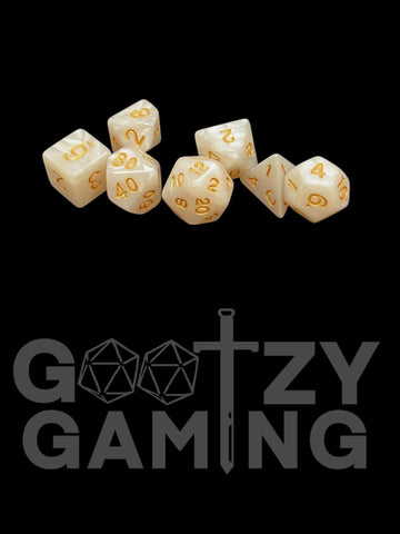 Pearl Swirl - Plastic Standard 7 Dice Set - D&D Dice - Gootzy Gaming