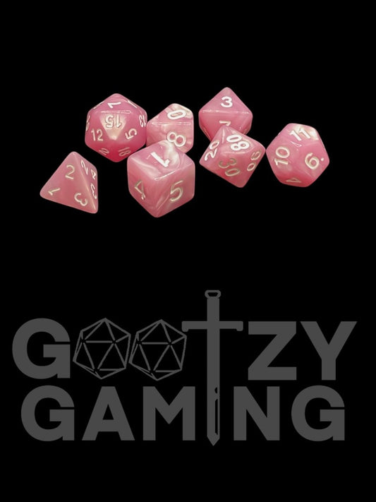 Pink Power - Plastic Standard 7 Dice Set - D&D Dice - Gootzy Gaming