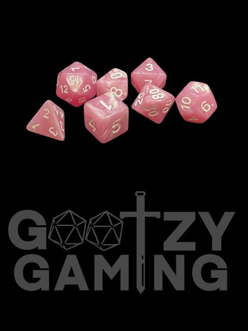 Pink Power - Plastic Standard 7 Dice Set - D&D Dice - Gootzy Gaming