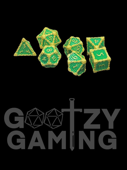 Poison Dragonscale - Metal 7 Dice Set - D&D Dice - Gootzy Gaming