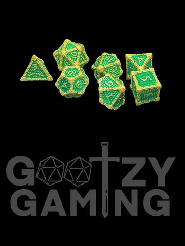 Poison Dragonscale - Metal 7 Dice Set - D&D Dice - Gootzy Gaming