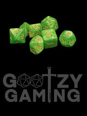 Poison Swirl - Plastic Standard 7 Dice Set - D&D Dice - Gootzy Gaming