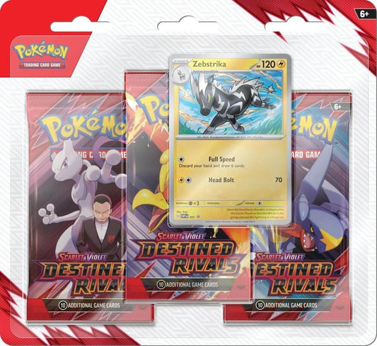 Pokemon SV: Destined Rivals Booster Blister (3 Packs) - Zebstrika - Gootzy Gaming