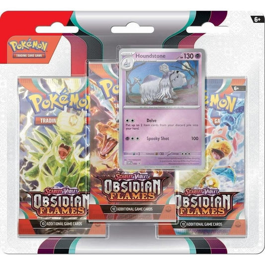 Pokemon SV: Obsidian Flames Booster Blister (3 Packs) - Houndstone - Gootzy Gaming