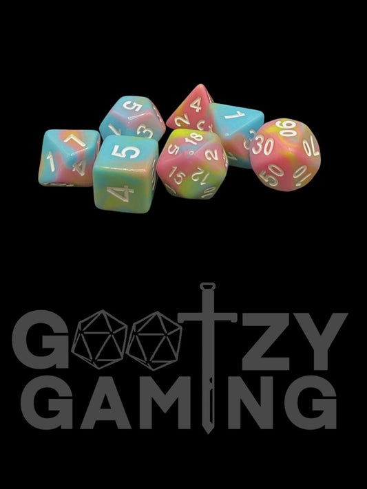 Positivity Swirl - Plastic Standard 7 Dice Set - D&D Dice - Gootzy Gaming