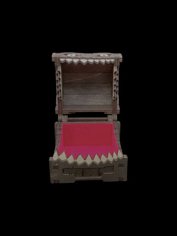 Premium Mimic Chest Kona (Dark Brown) Stain - Wooden Dice Box with Felt - Gootzy Gaming