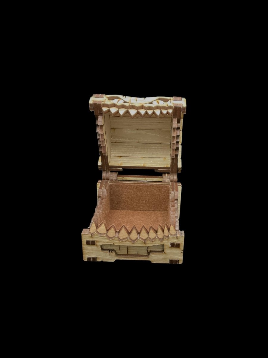 Premium Mimic Chest Specialty Stain - Wooden Dice Box with Felt - Gootzy Gaming