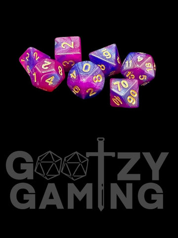 Purple Galaxy - Plastic Standard 7 Dice Set - D&D Dice - Gootzy Gaming