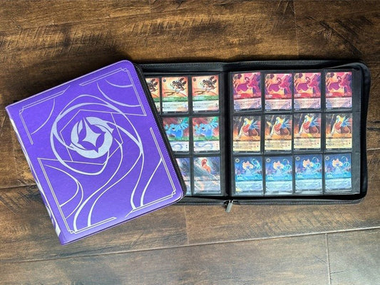 Purple Lorcana Lore Book Zippered TCG Storage Binder - 12 Pocket Side Loading 480 Card Capacity - Gootzy Gaming