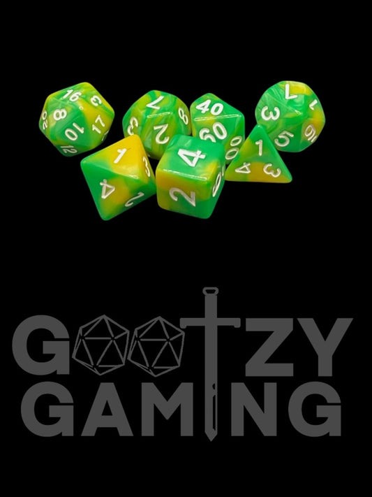 Radioactive Swirl - Plastic Standard 7 Dice Set - D&D Dice - Gootzy Gaming