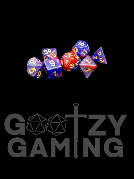 Red Blue Galaxy - Plastic Standard 7 Dice Set - D&D Dice - Gootzy Gaming