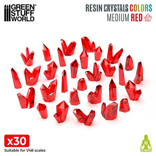 Red Resin Crystals - Medium Size - Green Stuff World - 30 Crystal Bits - Gootzy Gaming