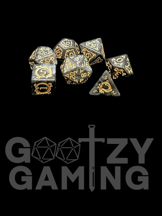 Royal Black - Plastic Standard 7 Dice Set - D&D Dice - Gootzy Gaming