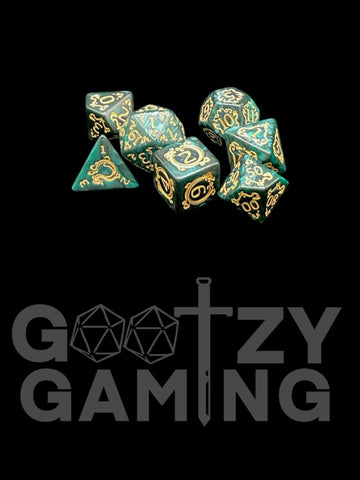Royal Green - Plastic Standard 7 Dice Set - D&D Dice - Gootzy Gaming