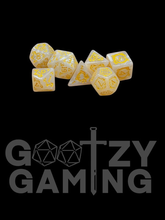 Royal Pearl - Plastic Standard 7 Dice Set - D&D Dice - Gootzy Gaming