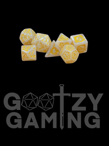 Royal Pearl - Plastic Standard 7 Dice Set - D&D Dice - Gootzy Gaming