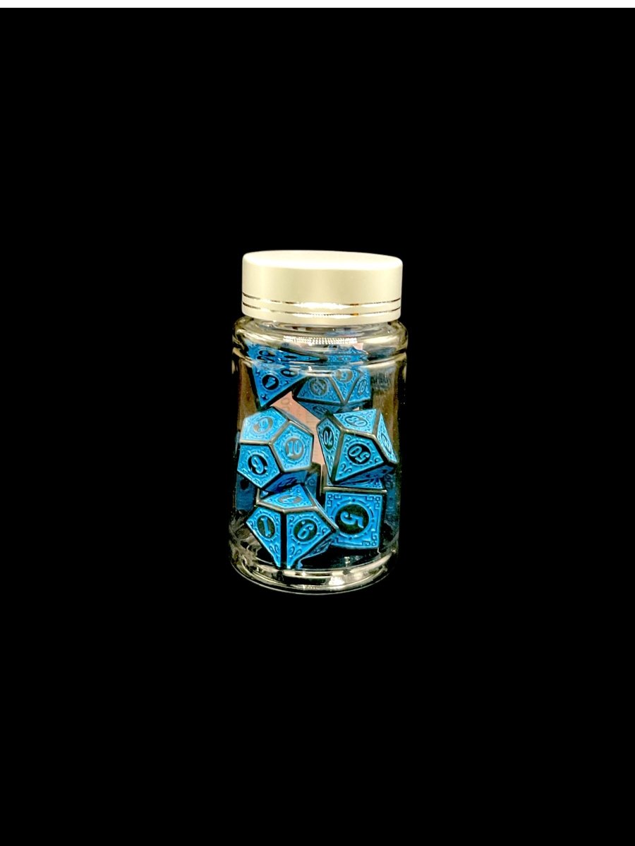 Runic Blue - Plastic Standard 7 Dice Set - D&D Dice - Gootzy Gaming