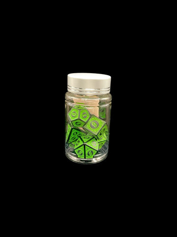 Runic Green - Plastic Standard 7 Dice Set - D&D Dice - Gootzy Gaming
