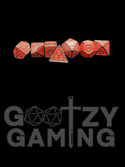 Runic Red - Plastic Standard 7 Dice Set - D&D Dice - Gootzy Gaming